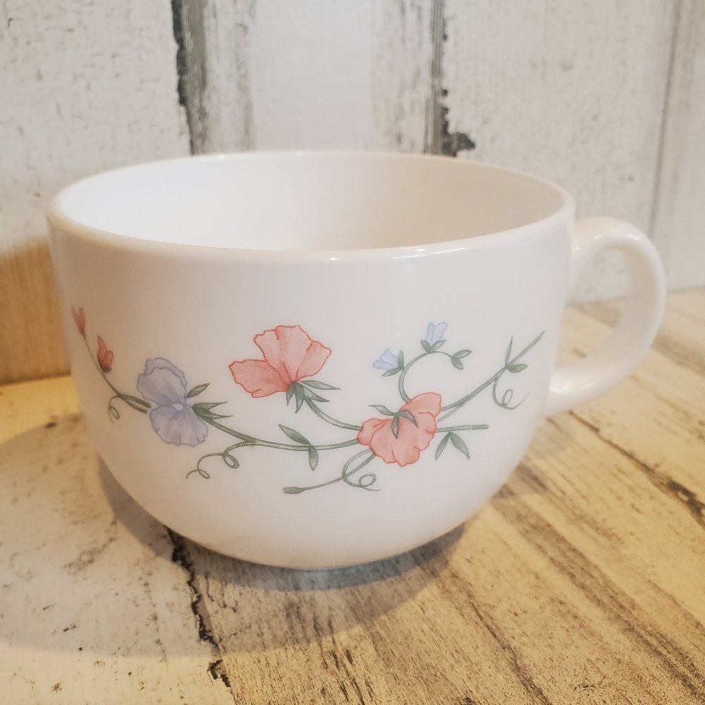 Floral Milk Glass Mug Made in France